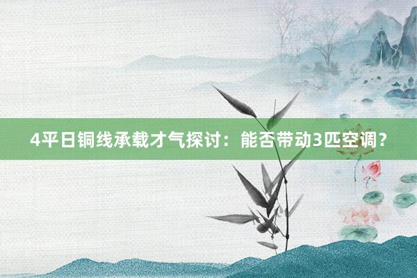 4平日铜线承载才气探讨：能否带动3匹空调？